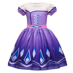 3D Printing Girls Elsa Purple Blue Dress Fancy Princess Party Supplies Costume Kids Role Play Snow Queen Halloween Disguise Gown