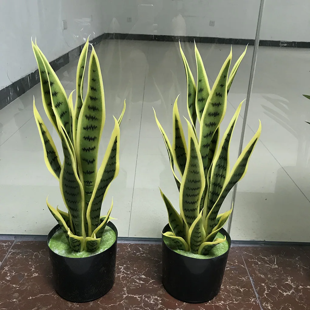 50cm 16 Leaves Bonsai Snake Plant Plastic Yellow Edge Artificial Snake Plant