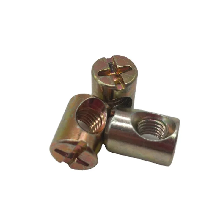 Barrel Bolts Cross Dowel Slotted fittings for Beds Crib Chairs Horizontal Hole Nut Hammer Embedded Nut