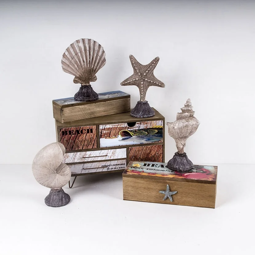 Polyresin Standing Shell Snail Starfish Conch Decorative garden ornaments