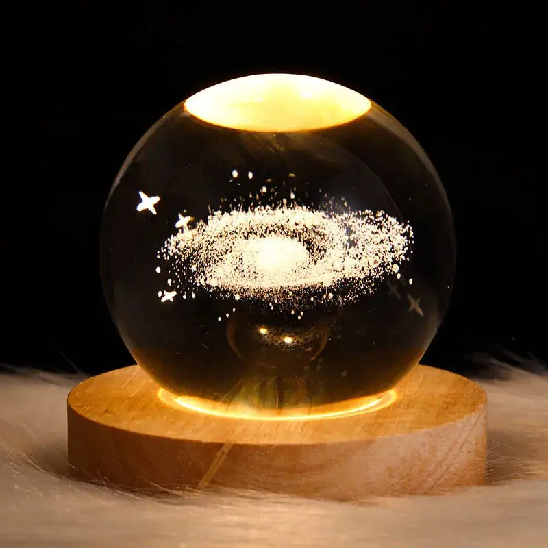 3d Art Crystal Ball Night Lamp Luminous Crystal Ball Decoration Led Night Lights Desktop Home Decor