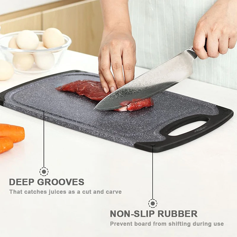 Custom Logo Dishwasher Safe 3 Pieces Chopping Cutting Board Set Plastic With Juice Grooves and Easy Grip