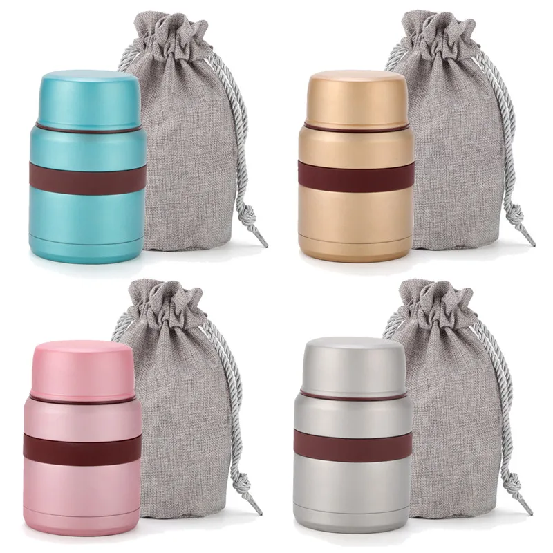 2021 New 350ml/550ml Hot Food flask Stainless Steel Vacuum Insulated Food Flask Baby Food Jar with Spoon/bag