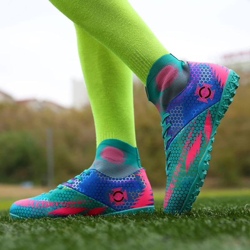 
2021 High Ankle Indoor Soccer Futsal Football Shoes For Men 