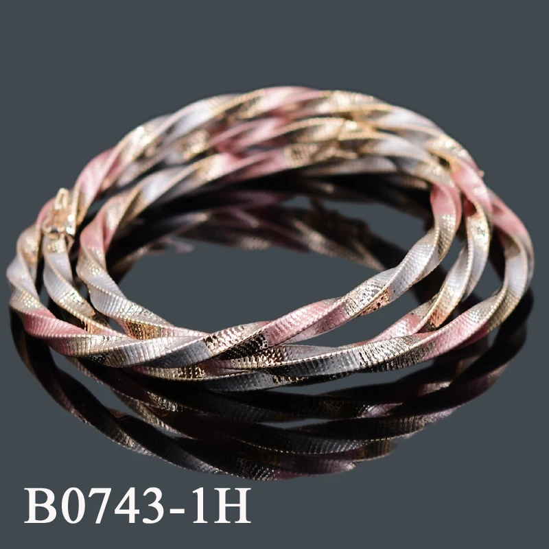 Classical fine gold plated with three color Mexican couple bangles sets jewelry for women