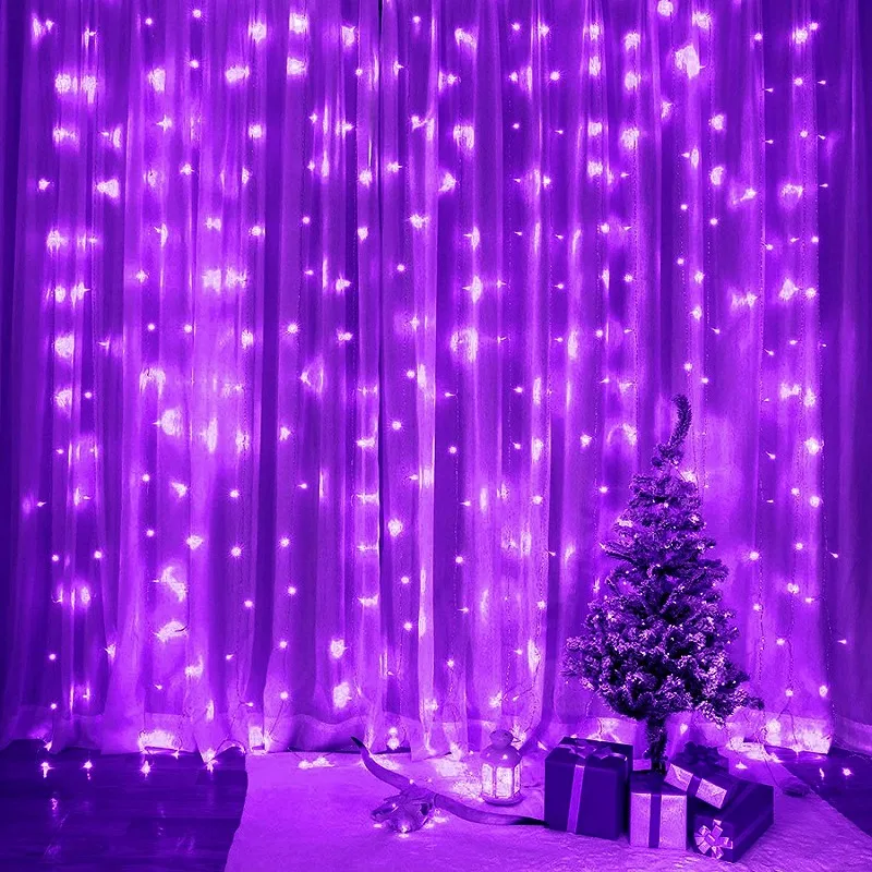Wedding Party Decoration Window 3M*3M USB Powered 8 Modes 300 Led Curtain Fairy Lights String With Remote