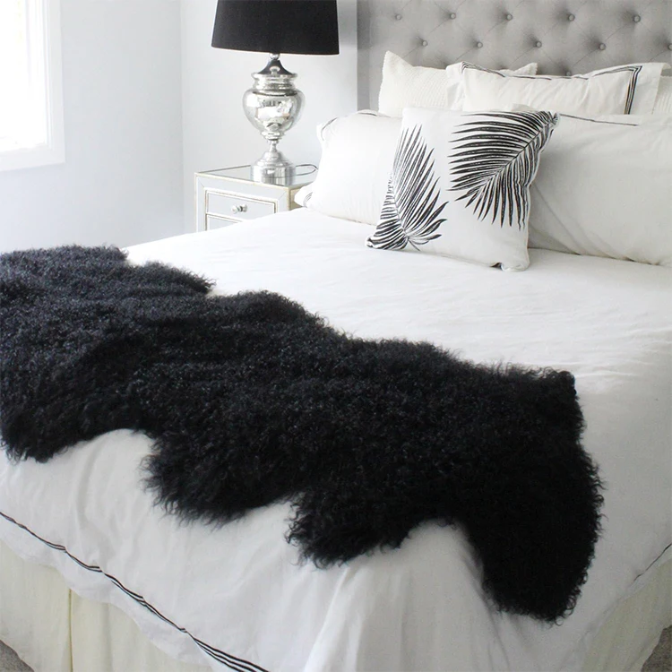 Luxury Primary curly Mongolian Fur Rug Genuine Curly Tibetan Lamb Fur Plate for Doll Wig Sofa Sheepskin Blanket Carpet