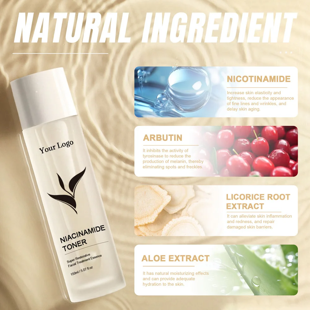 Private Label Natural Organic Whitening Refershing Moisturizing Facial Skin Care Face Niacinamide Rice Rose Korean Skin Toner