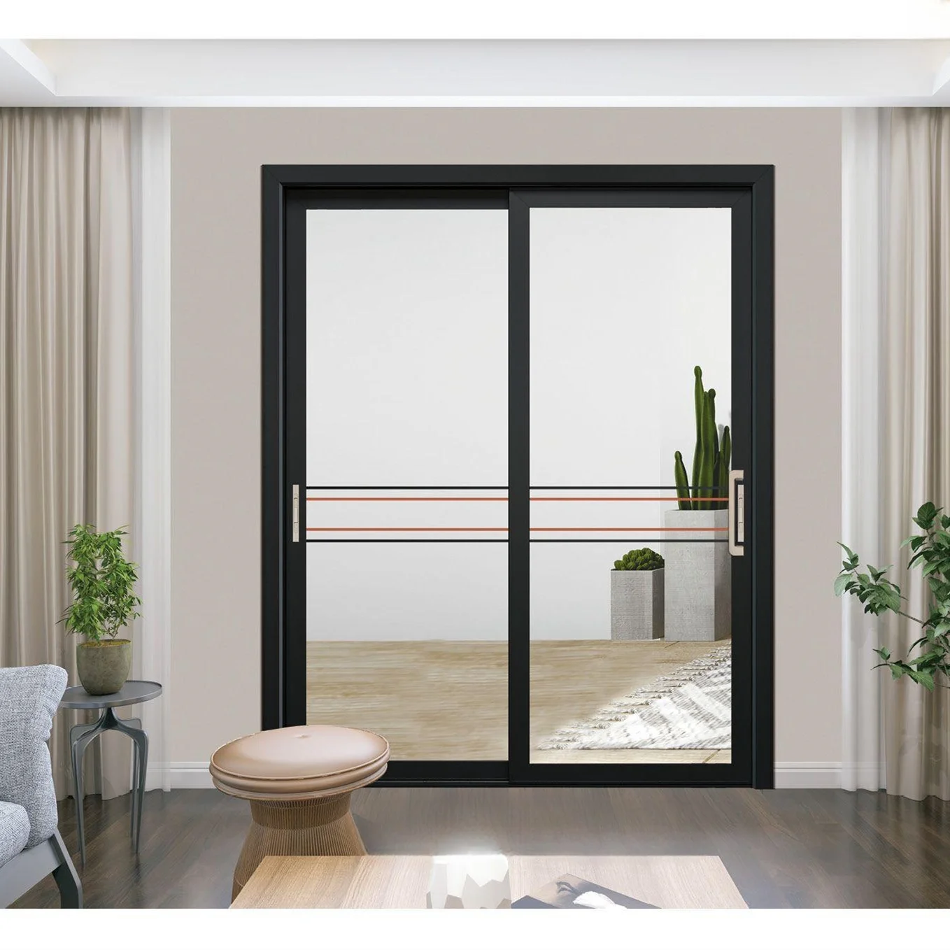 Sliding Door Florida Miami-Dade Approved Hurricane Impact Thermal Break Double Large Glass Aluminum Sliding Doors Sliding Doors