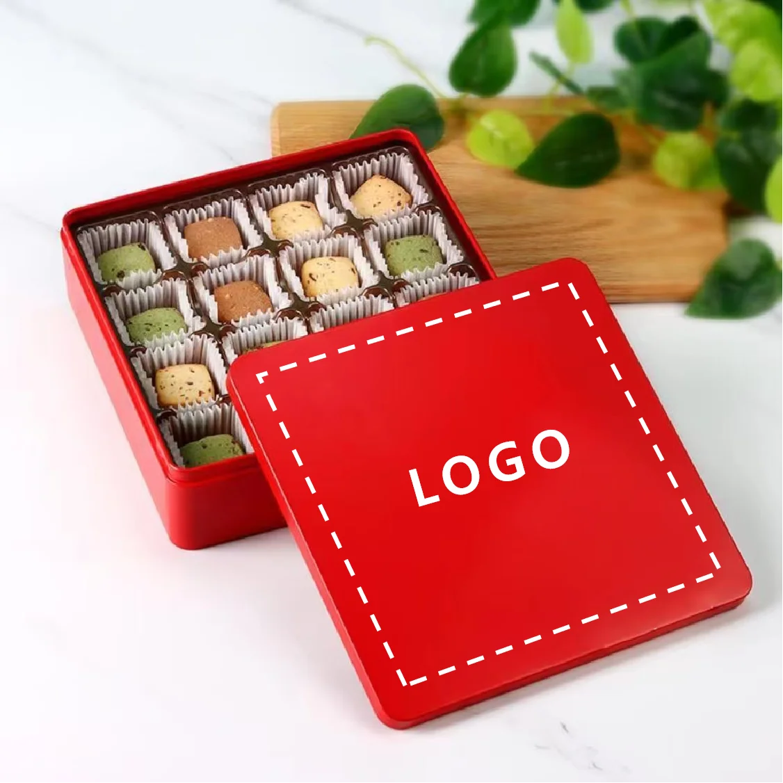 Cookies Packaging Airtight Tin Candy Tin Box Biscuit Snack Metal Can Square Cookie Tins