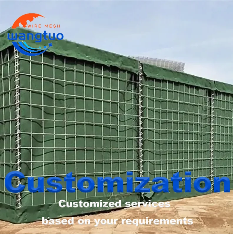 Wholesale Price Galvanized Welded Steel Wire Mesh Security Fence Flood Protection Barrier Bastion Wall Defence Barriers Metal