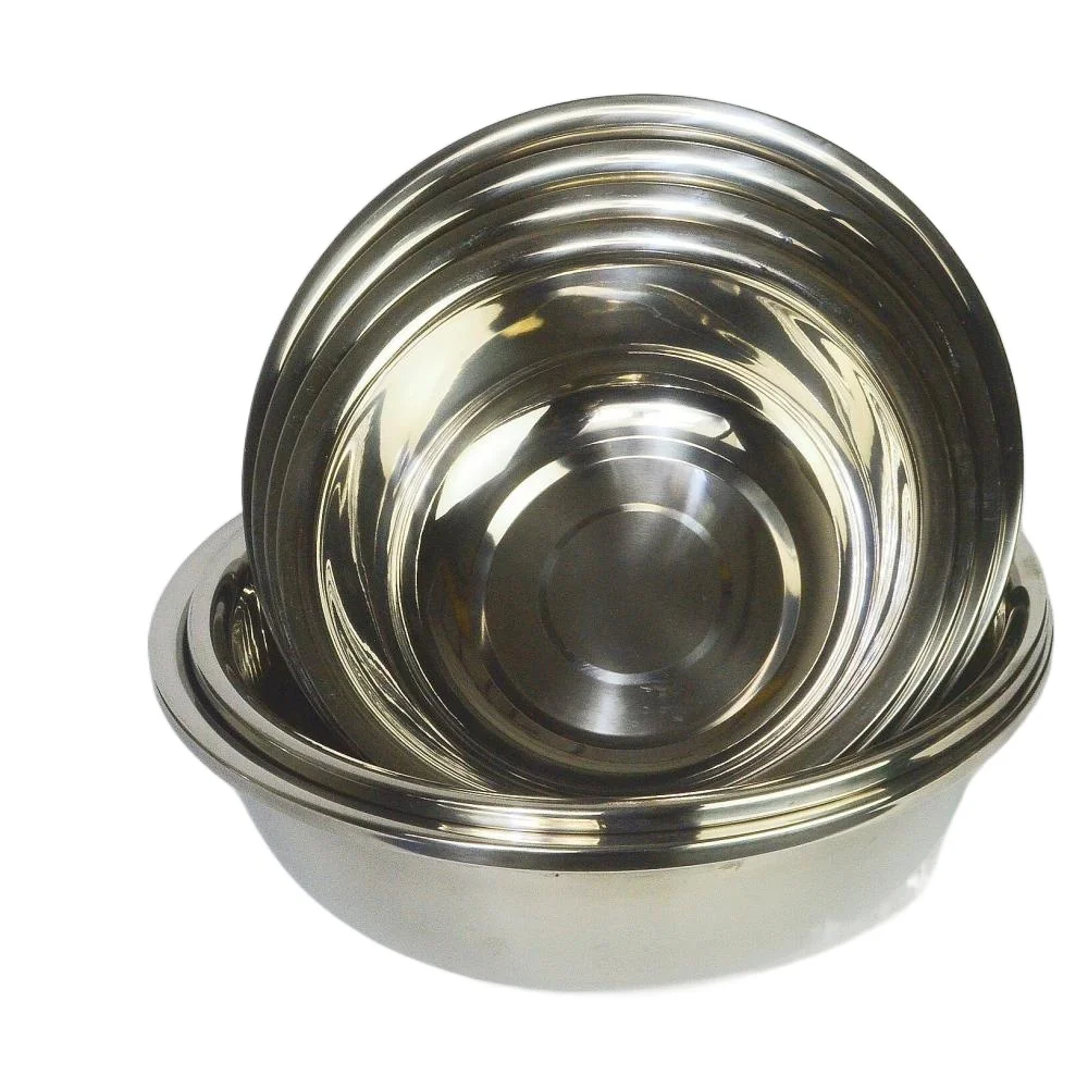 High quality full sizes stainless steel round shape salad bowl coated mixing bowl