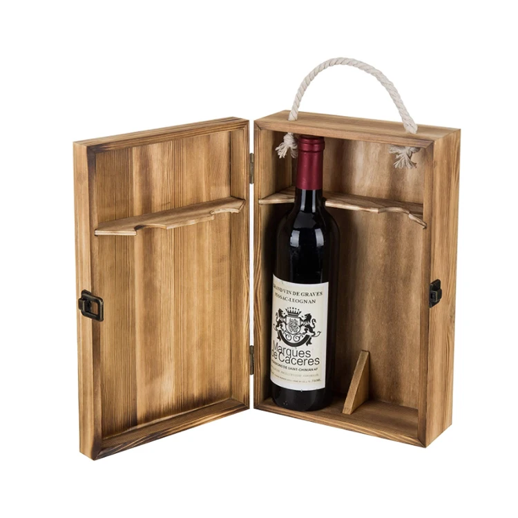Custom hot sale wooden double bottle wine box packaging gift box luxury wine box