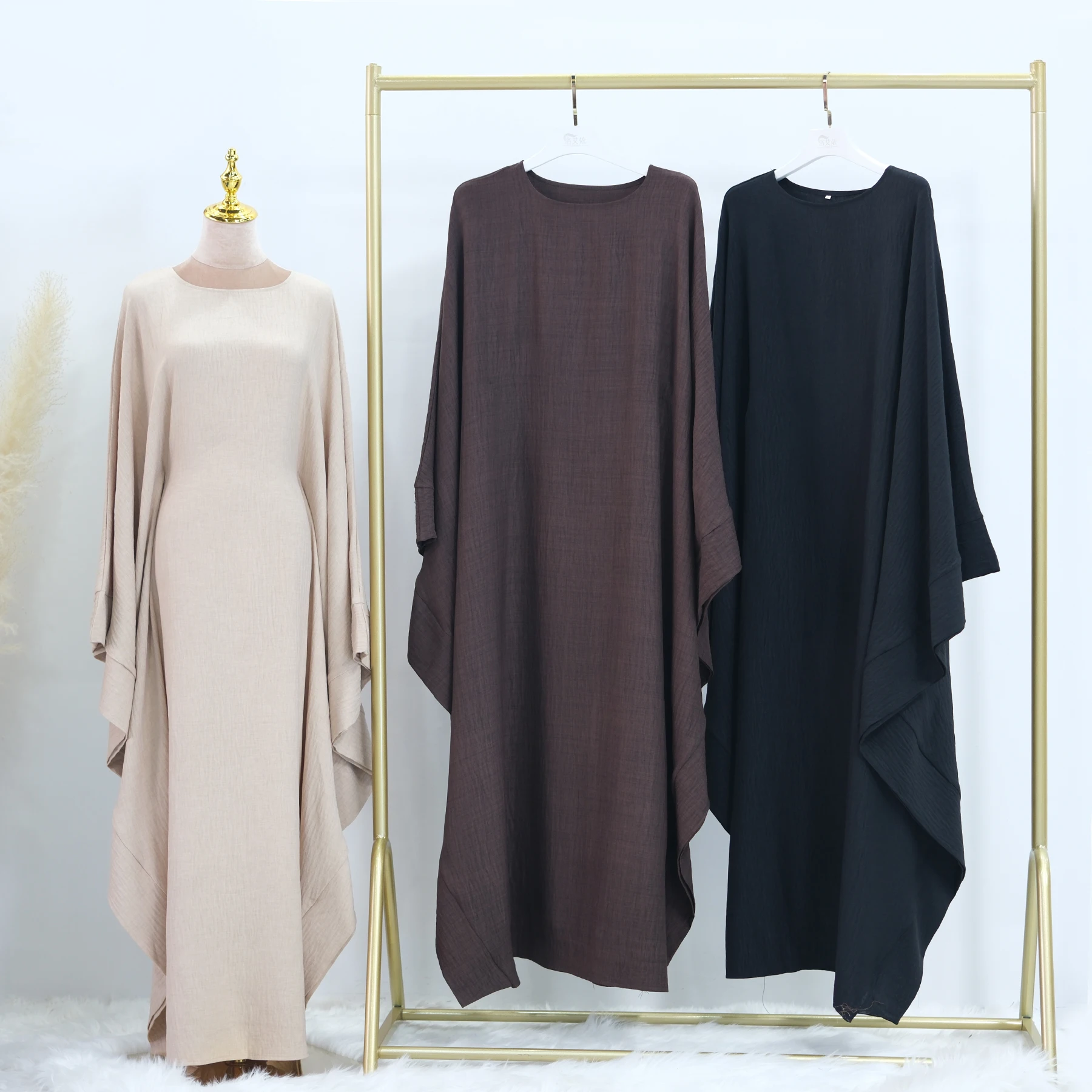 Loriya Dubai Abaya Designs Solid Color Kaftan Abaya Womens Dresses with Inside Tie Belt Prayer Abaya Women Muslim Dress