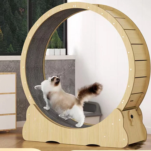 Wooden cat treadmill silent roller cat sports running wheel pet fitness supplies wooden runner toys