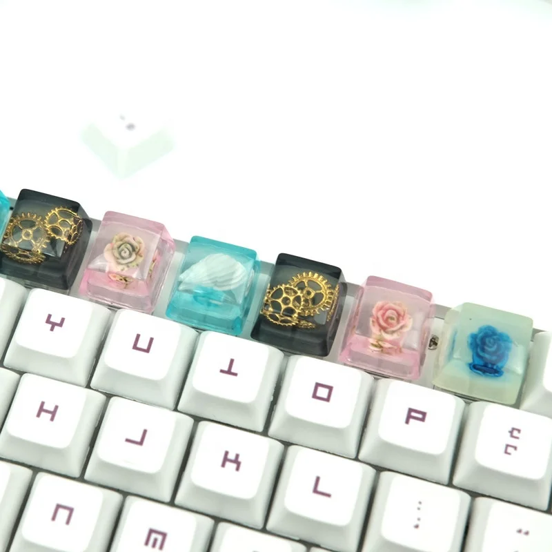 Customized Artisan Resin Blue Enchantress/Conach/Gear/Sakura Keycap For Cherry MX Keyboard Decorate Mechanical Keyboard