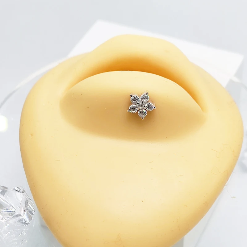 5pcs/lot 925 Silver Internally Thread Labret Lip Studs Rings CZ Ear Cartilage Tragus Helix Piercing  Body Jewelry 16G