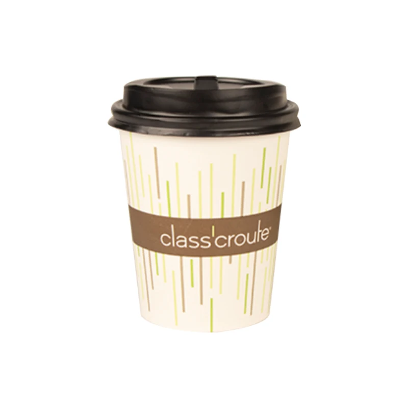 8 oz Single Wall Paper Cup Hot Coffee  Disposable Cups Cafes With Lids Customization Printing