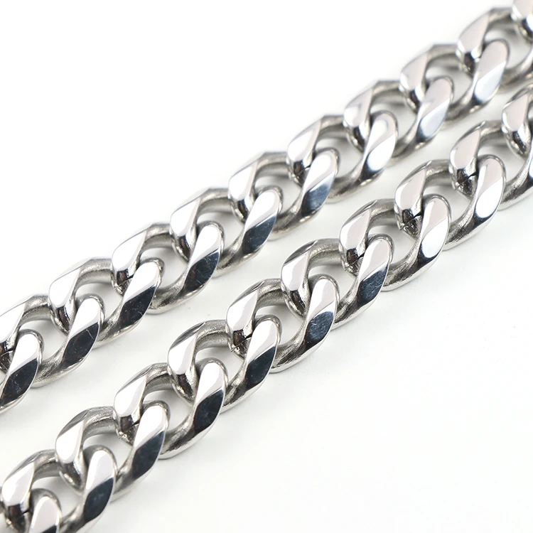 men chain necklace high finish diamond cut 10mm stainless steel cuban link chain necklace for men jewelry