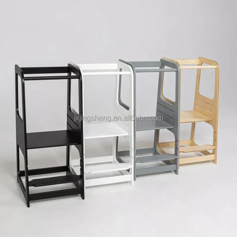 Montessori Learning Tower Stepping Stool Wooden Kitchen Helper Tower Kid Step Stool Tower Solid Wood Color