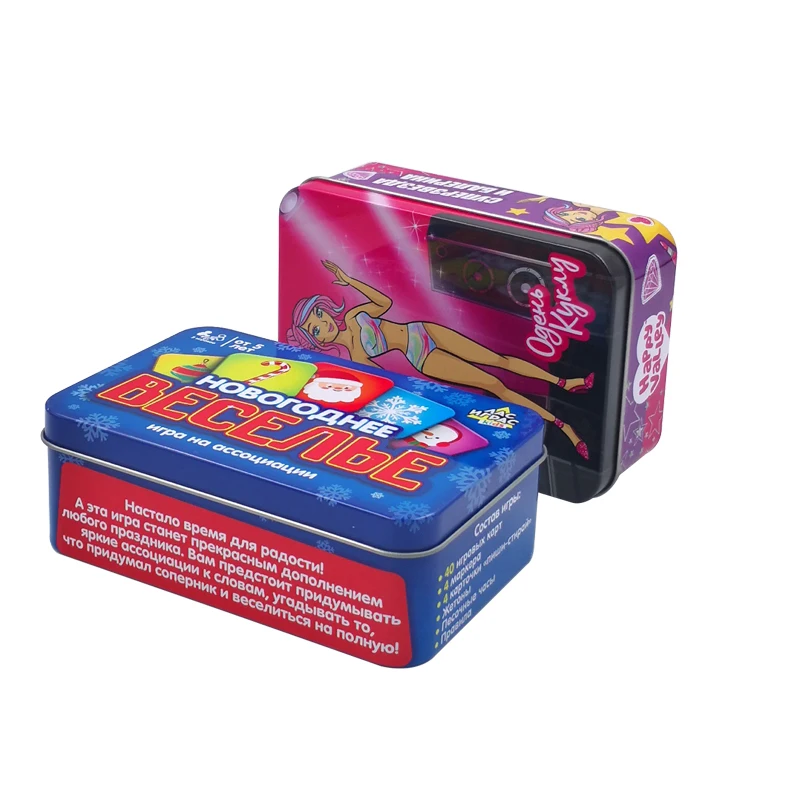 wholesale custom rectangle halloween packaging gift tin box , children gift box for tins, hinged biscuit tin can