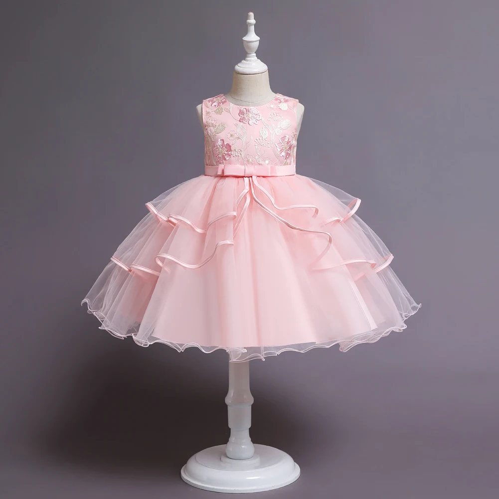 High quality Kids Western Party Wear Children Smocked Beautiful dresses Birthday Wedding Fashion Flower Girls Dress