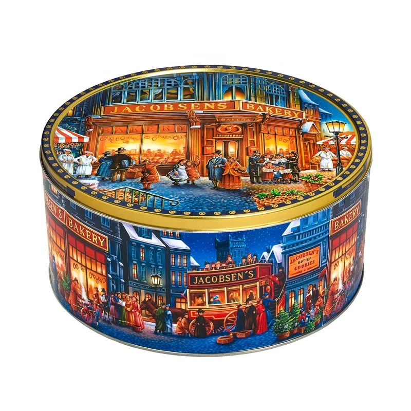Hot Sales New Products Food Grade Round Metal Container Candy Sugar Cookie Tin can Packaging Box for baking Cake