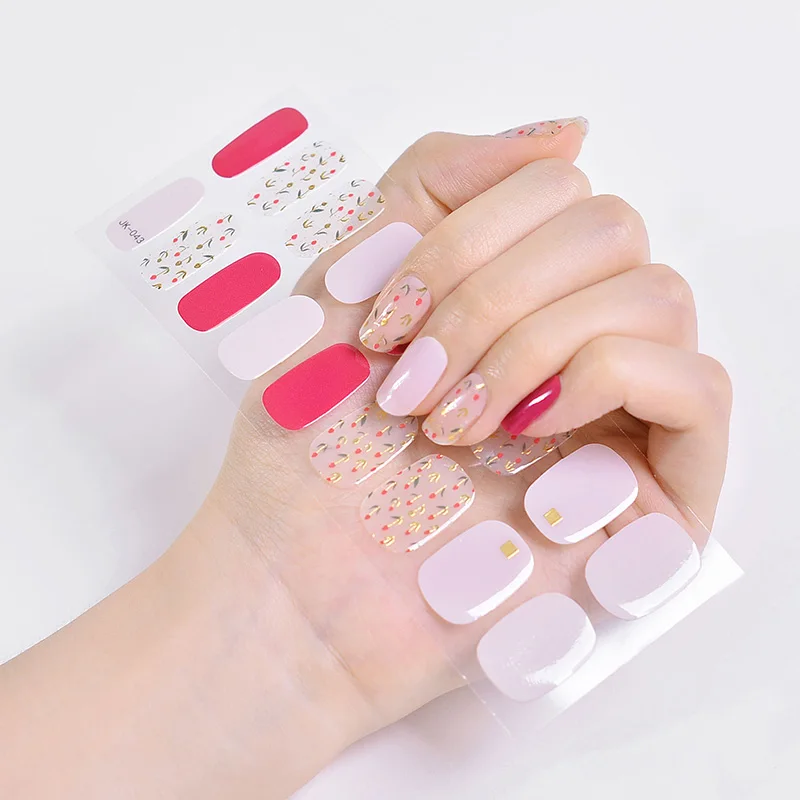 Mobray Wholesale Semi Cured Gel Nail Stickers Non-Toxic Long Lasting Real Full Cover UV Semi Cured Gel Nail Wraps