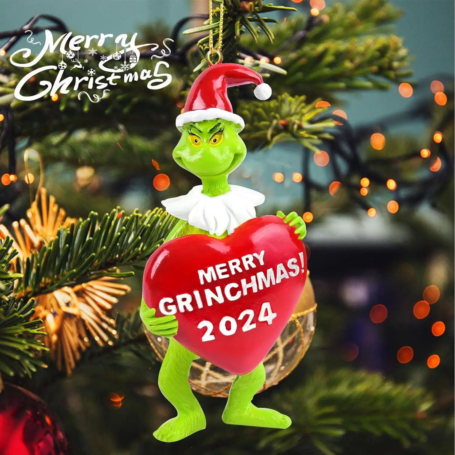 Hot Selling 2024 Christmas Decorations 3D Resign Handmade Colorful Creative Ornament Grinch Christmas Tree Sale Decorations