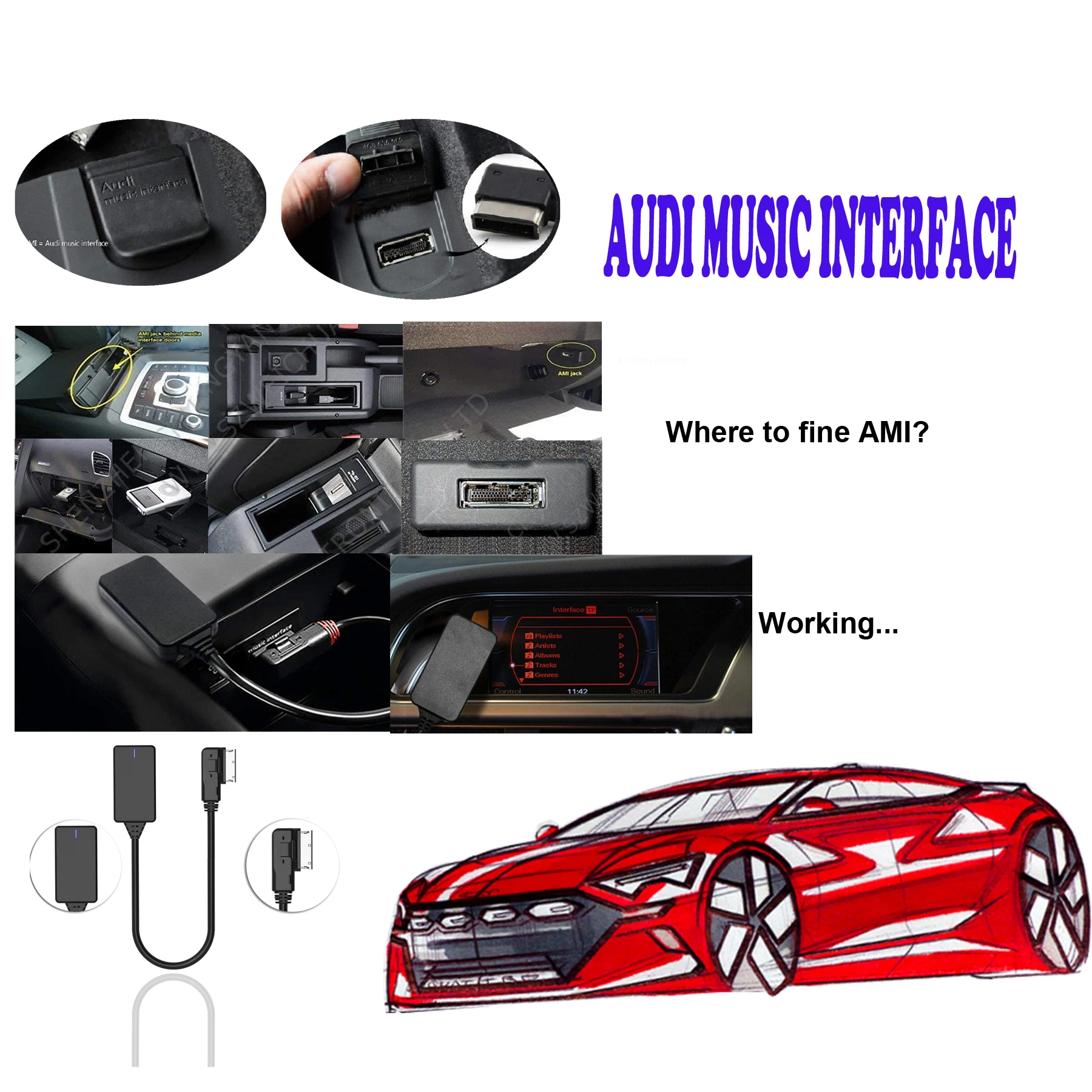 Factory Wholesale 5.0 AMI MMI MDI Blueteeth Wireless Audio Adapter For Audi