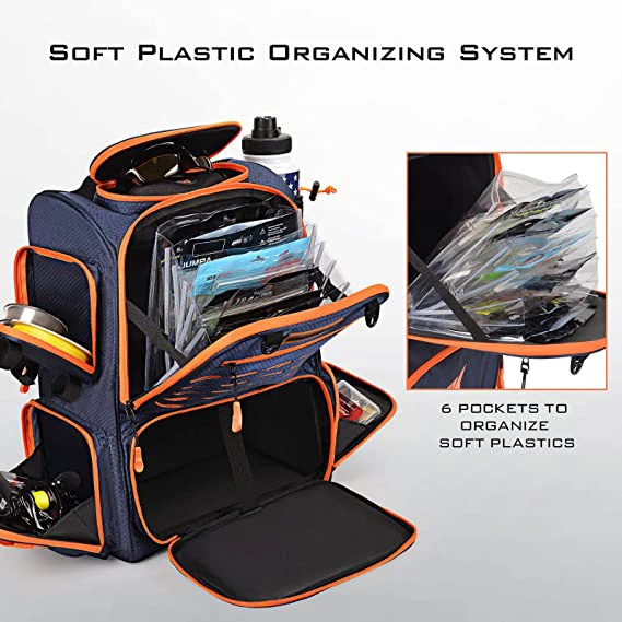 Bait Boss Fishing Tackle Backpack Fishing Backpack With Rod Holder Fishing Tackle Bag With Rain Cover