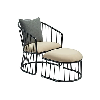 Home Outdoor Garten Furniture Metal Fabric Leisure Garden Living Room Chairs With Ottoman