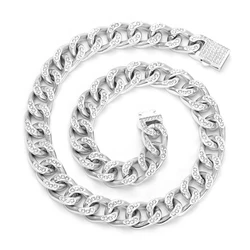 European punk heavy metal hip Hop jewelry 13mm stainless steel Cuban Chain necklace set with diamond 18K gold necklace