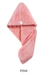 Double layer pink color microfiber fabric hair drying towel turban for salon