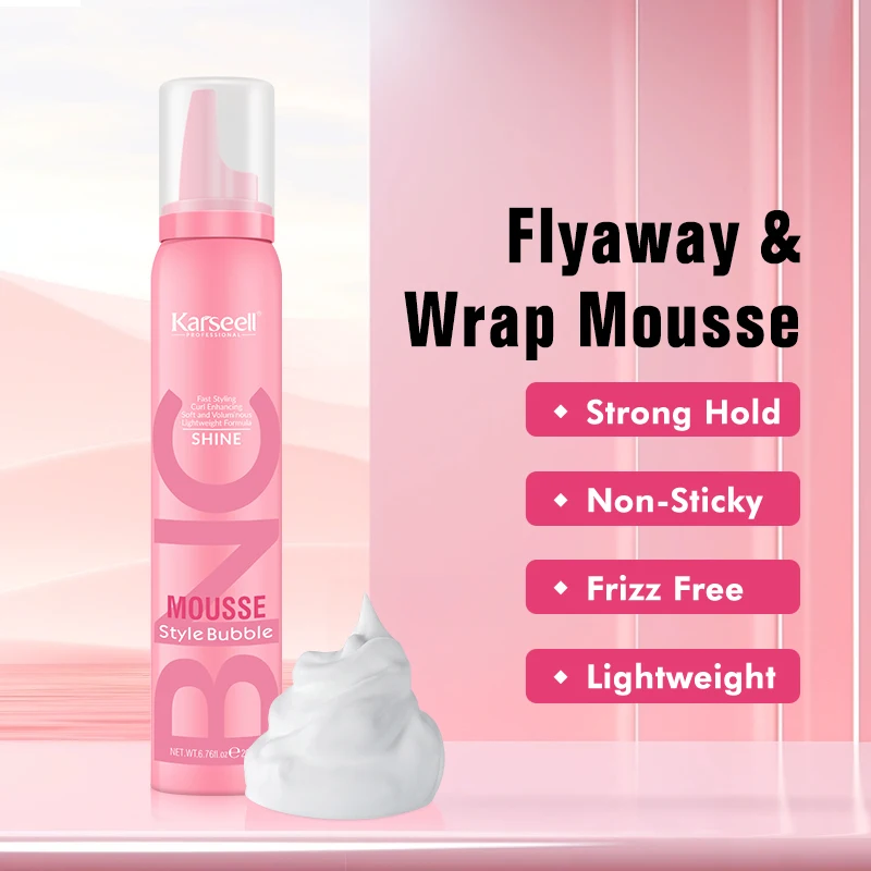 Free Sample Karseell Hair Mousse Styling Foam Private Label 200ml Shiny Non Flaking Foam Hair Curl Mousse For Women