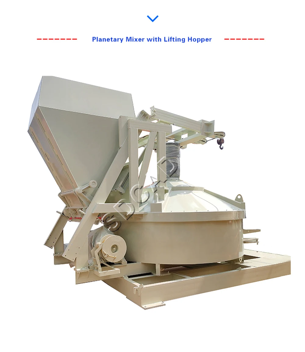 large capacity concrete planetary mixer mobile concrete mixer with self loading