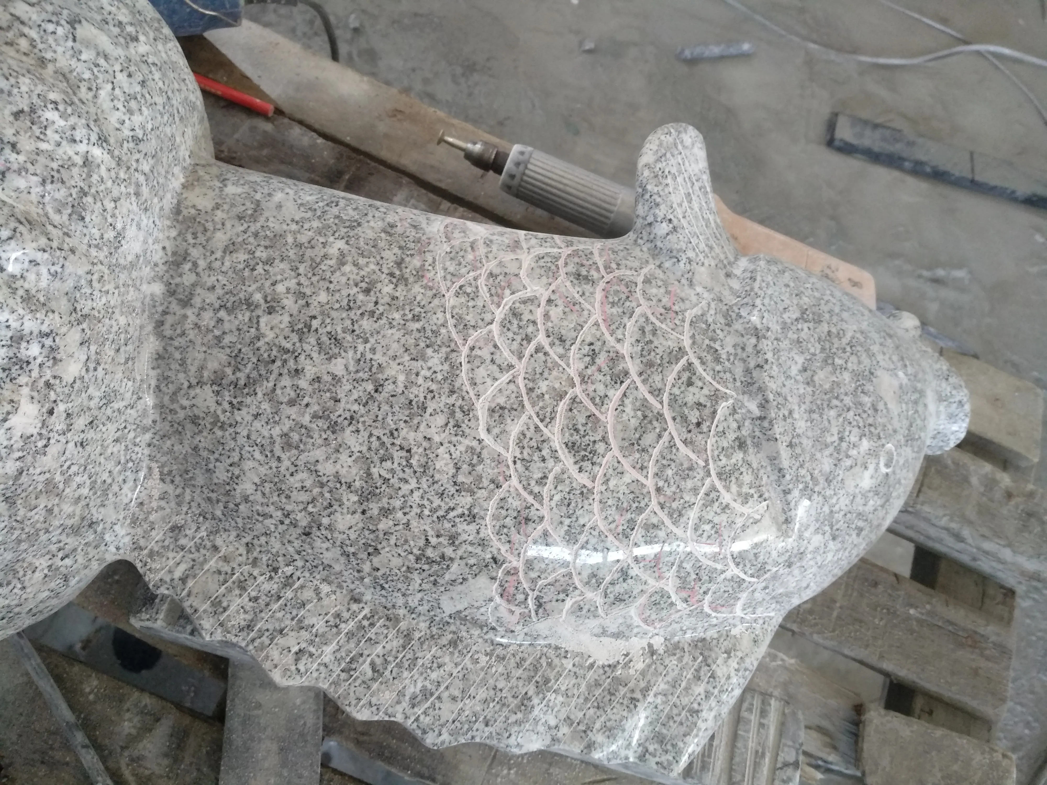 Fish body granite fountain water fountain outdoor garden fountains