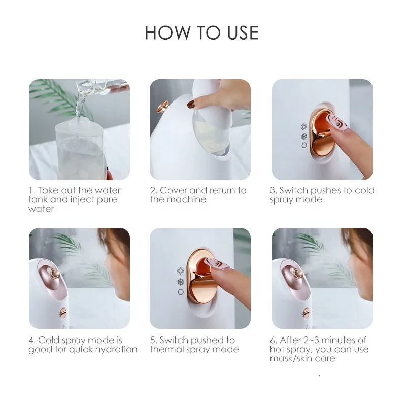 Beauty Equipment Home Use Skin Care Machine Face Sauna Spray Hot and Cold Nano Vapor Ozono Facial Steamer Humidifier Face Steam
