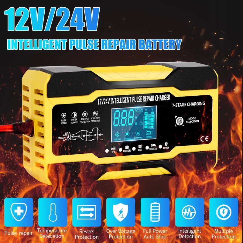 ZXX 12V-24V 5A Car Motorcycle Truck Repair Battery Charger AGM Charger