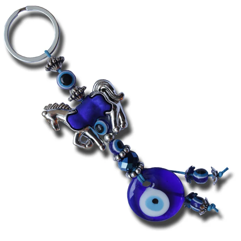 
2021 Yiwu Cheap Turkish Evil Glass Eye Alloy Keychain With hors 