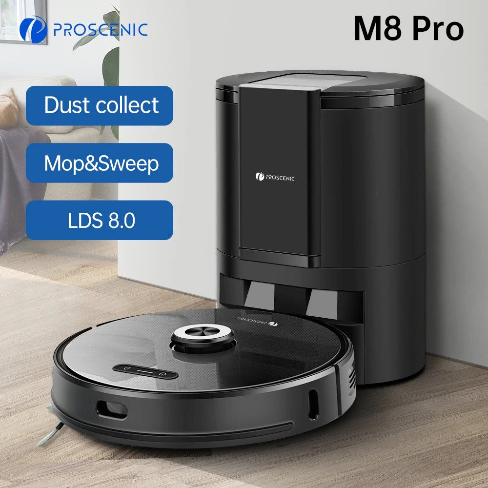 Proscenic M8Pro Intelligent Robot Vacuum Cleaner with automatic Dust Collector 2 in1 Vacuum Mop LDS 8.0 Lidar Navigation