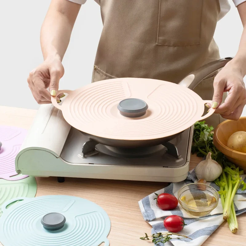 Custom Reusable Heat Resistant Microwave Food Splatter Cover Bowl Silicone Lid with Suction Covers for Pots