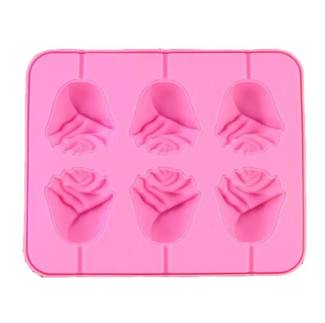 Food grade silicone 3D rose lollipop molds roes flower candy mold chocolate rose molds