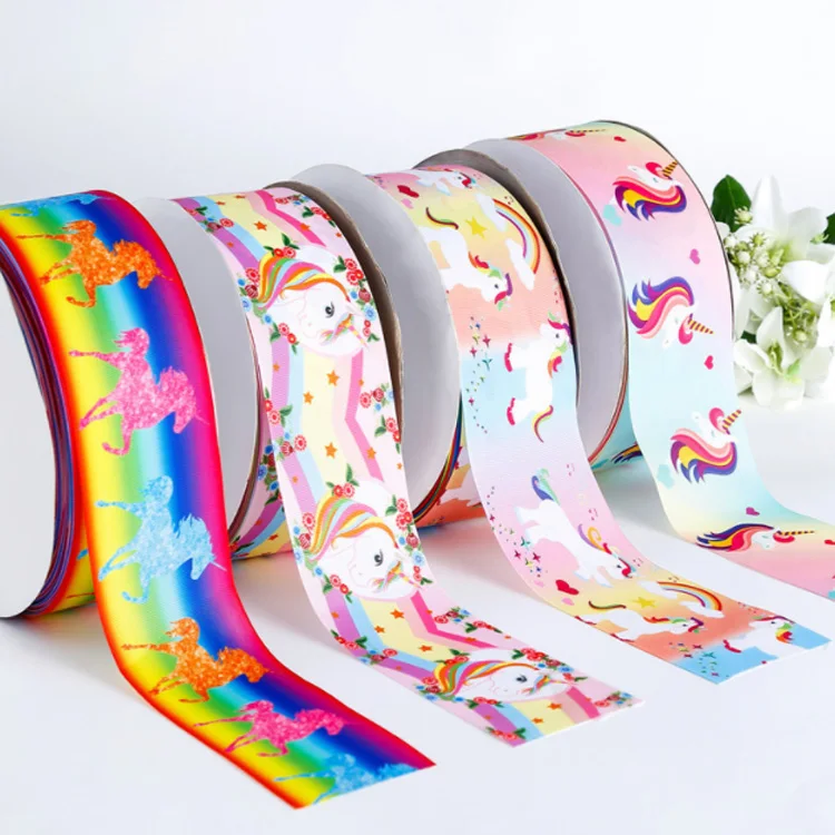 YYX Designer Grosgrain Ribbon Stripe Grosgrain Satin Printed Cartoon Grosgrain Ribbon 3 Inch