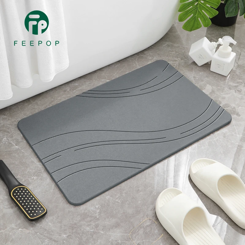 Ultra Fast Drying Engrave Diatomite Bath Mat Custom Bath Mat Logo Anti-slip Stone Bath Mat Diatomaceous Earth for bathtub