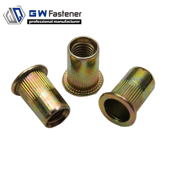 Стальные плоские головки накатанные корпус тонкие стены ребристые большие фланцевые заклепки гайки