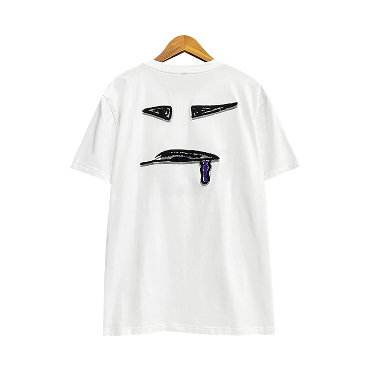 white t shirt 100% cotton custom logo tshirt towel embroidery t shirts high quality man clothes