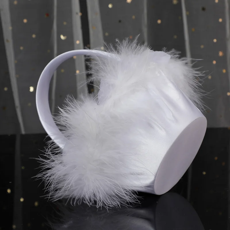 bridal baskets wedding party favors gifts souvenirs female girls women bride white lace weave rose flower feather wedding basket