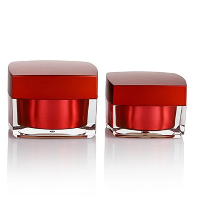 wine red square acrylic packaging jars for cosmetics luxury pmma cream packaging jar whitening face cream contain jar