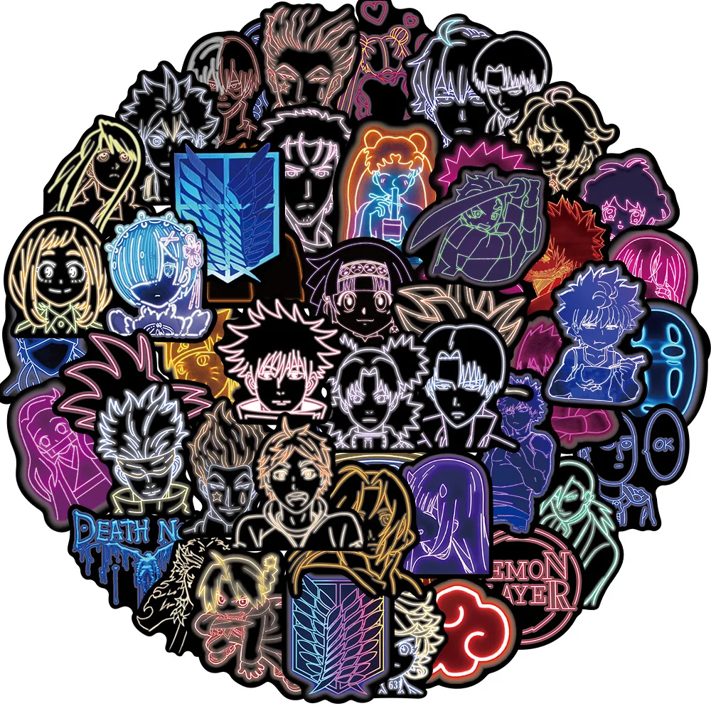 Neon Stickers Pack Aesthetic Neon Decals Waterproof Stickers Skateboard Stickers